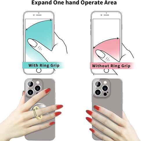 Clear Gold Phone Holder Ring Grips for iPhone Samsung Galaxy, Transparent Finger Ring Stand for Smartphones Tablets Cases 5-Crystal in Saudi Arabia