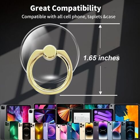 Clear Gold Phone Holder Ring Grips for iPhone Samsung Galaxy, Transparent Finger Ring Stand for Smartphones Tablets Cases 5-Crystal in Saudi Arabia