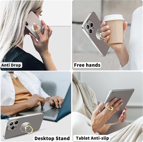 Clear Gold Phone Holder Ring Grips for iPhone Samsung Galaxy, Transparent Finger Ring Stand for Smartphones Tablets Cases 5-Crystal in Saudi Arabia