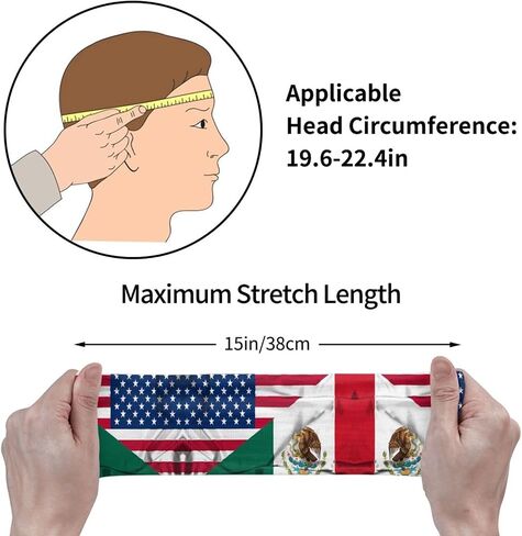 Mexico Flag Running Headbands for Men Women Mexican Sports Sweatbands for Basketball, Yoga, Workout Stretchy Hairband in Saudi Arabia