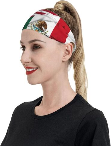 Mexico Flag Running Headbands for Men Women Mexican Sports Sweatbands for Basketball, Yoga, Workout Stretchy Hairband in Saudi Arabia
