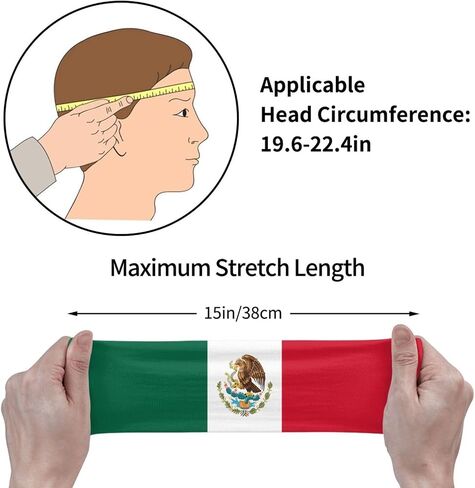 Mexico Flag Running Headbands for Men Women Mexican Sports Sweatbands for Basketball, Yoga, Workout Stretchy Hairband in Saudi Arabia