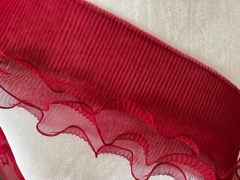 PEPPERLONELY 1 Yard 3-Layer Pleated Tulle Lace Chiffon Fabric Ribbon Fringe Elastic Ruffle Trim Dress Collar Cuffs DIY Sewing Material, 5 Inches Width, White in Saudi Arabia