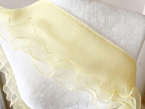 PEPPERLONELY 1 Yard 3-Layer Pleated Tulle Lace Chiffon Fabric Ribbon Fringe Elastic Ruffle Trim Dress Collar Cuffs DIY Sewing Material, 5 Inches Width, White in Saudi Arabia