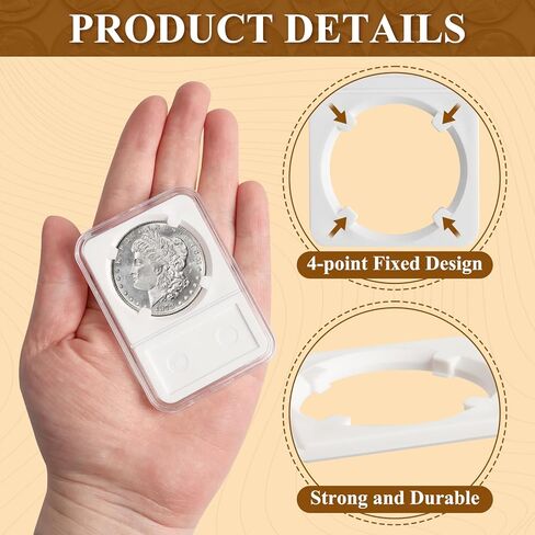 10 قطع من حافظات العملات البلاستيكية 38 مم حاملات مجموعة العملات المعدنية لحقيبة تخزين العملات المعدنية بالدولار الفضي مع حشية بيضاء وأكمام عملات بلاستيكية لهواة جمع العملات المعدنية in Kuwait