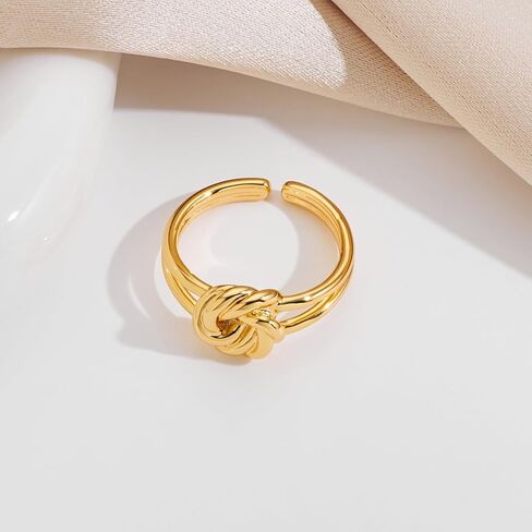 خواتم ذهبية للنساء والفتيات حلقات عقدة كلاسيكية هدايا خواتم مفتوحة وقابلة للتعديل in Kuwait