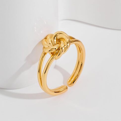خواتم ذهبية للنساء والفتيات حلقات عقدة كلاسيكية هدايا خواتم مفتوحة وقابلة للتعديل in Kuwait
