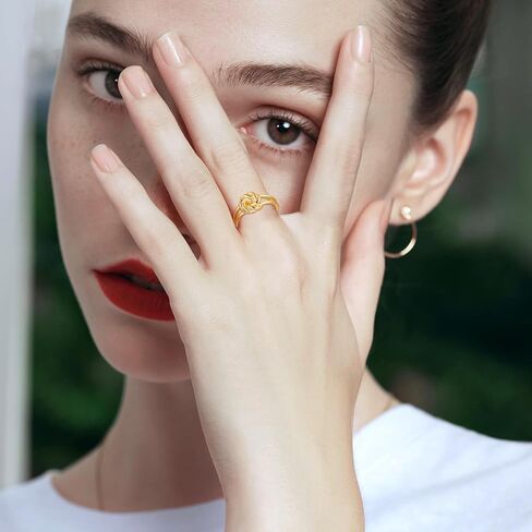 خواتم ذهبية للنساء والفتيات حلقات عقدة كلاسيكية هدايا خواتم مفتوحة وقابلة للتعديل in Kuwait