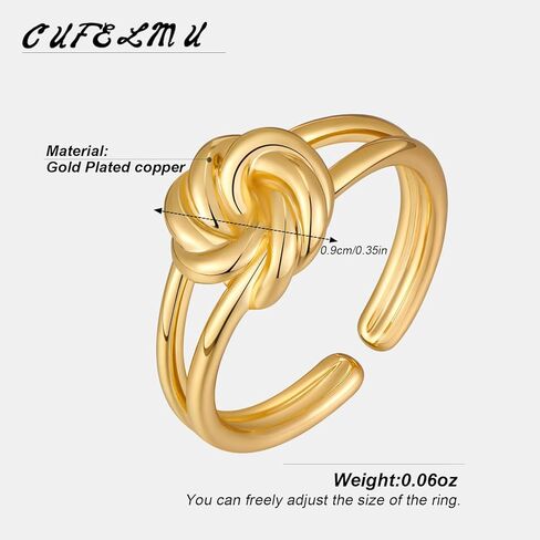 خواتم ذهبية للنساء والفتيات حلقات عقدة كلاسيكية هدايا خواتم مفتوحة وقابلة للتعديل in Kuwait