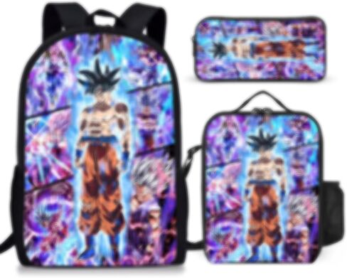 3PCS Anime Backpack Set for Boys & Girls Cartoon 17" Backpack with Lunch Bag and Pencil Case for Work/Picnic in Kuwait