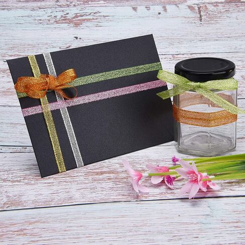 10 Rolls 1/4 Inch Width Metallic Glitter Ribbons for Holiday Wedding Birthday Party Decoration Gift Wrapping (10 Colors) in Saudi Arabia