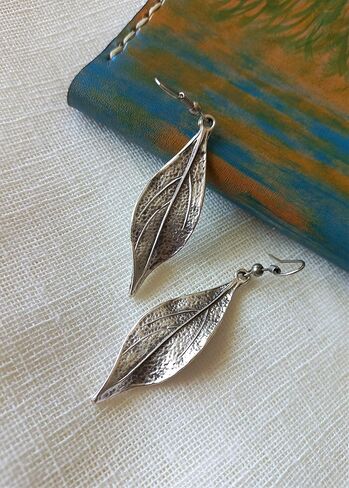 tribal leaf earrings metal boho earrings unique silver jewelry handmade jewellery in Saudi Arabia