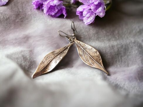 tribal leaf earrings metal boho earrings unique silver jewelry handmade jewellery in Saudi Arabia