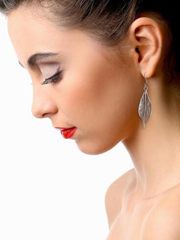 tribal leaf earrings metal boho earrings unique silver jewelry handmade jewellery in Saudi Arabia