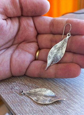 tribal leaf earrings metal boho earrings unique silver jewelry handmade jewellery in Saudi Arabia