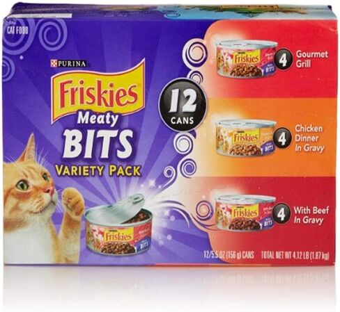 Friskies Wet Cat Food, Meaty Bites, 3-Flavor Variety Pack, 5.5-Ounce Can, Pack Of 12 in Saudi Arabia