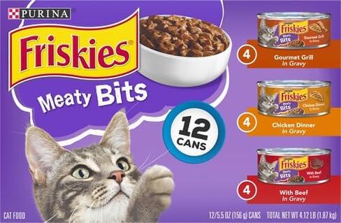 Friskies Wet Cat Food, Meaty Bites, 3-Flavor Variety Pack, 5.5-Ounce Can, Pack Of 12 in Saudi Arabia