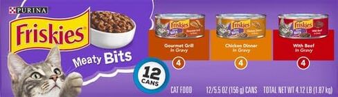 Friskies Wet Cat Food, Meaty Bites, 3-Flavor Variety Pack, 5.5-Ounce Can, Pack Of 12 in Saudi Arabia