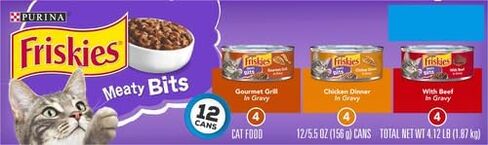 Friskies Wet Cat Food, Meaty Bites, 3-Flavor Variety Pack, 5.5-Ounce Can, Pack Of 12 in Saudi Arabia