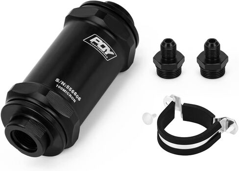 فلتر الوقود PQYRACING AN6 المضمن PQY E85 الإيثانول مع عنصر الفولاذ المقاوم للصدأ 100 ميكرون وملصق PQY in Kuwait