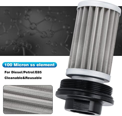 فلتر الوقود PQYRACING AN6 المضمن PQY E85 الإيثانول مع عنصر الفولاذ المقاوم للصدأ 100 ميكرون وملصق PQY in Kuwait