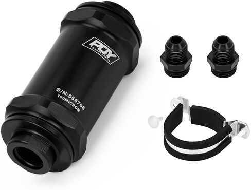 فلتر الوقود PQYRACING AN6 المضمن PQY E85 الإيثانول مع عنصر الفولاذ المقاوم للصدأ 100 ميكرون وملصق PQY in Kuwait