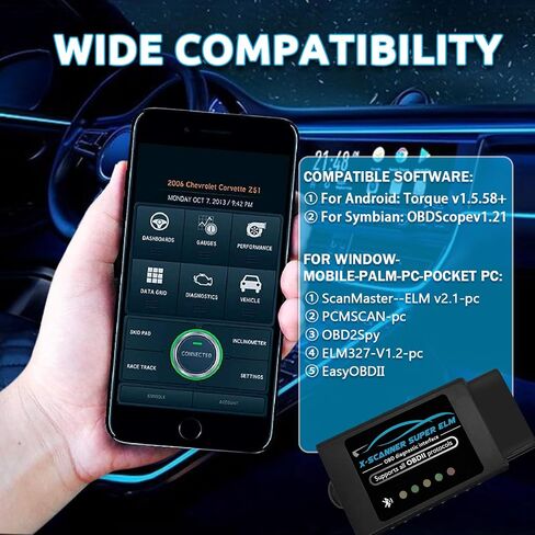 Obd2 Scanner Bluetooth ELM327 with PIC18F25K80 Original Chip,Obdii Diagnostic Tool,Car Code Reader Bluetooth Compatible for 1996+ Vehicles,Work with Android,Windows and Symbian System in Saudi Arabia