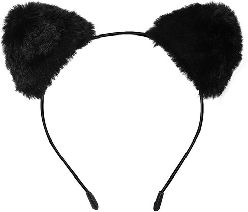 عصابة رأس Luwint Fluffy Cat Ears، إكسسوارات أزياء قطة سوداء لطيفة للبالغين in Saudi Arabia