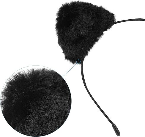 عصابة رأس Luwint Fluffy Cat Ears، إكسسوارات أزياء قطة سوداء لطيفة للبالغين in Saudi Arabia