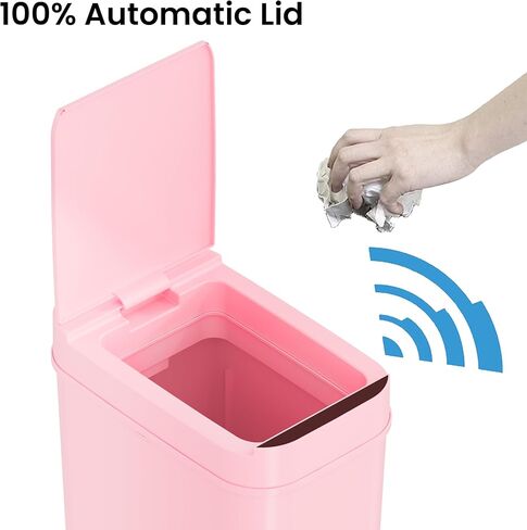 iTouchless 3 Gallon Pink Sensor Bathroom Trash Can, 10 Liter Slim Touchless Small Smart Bedroom Garbage Waste Basket Bin with Motion Lid in Saudi Arabia