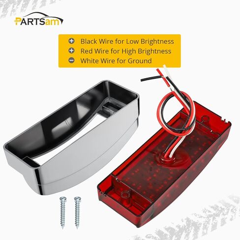 Partsam 2Pcs 6 inch Red 21LED Rectangle Side Marker Clearance Lights with Plastic Chrome Bezel, Waterproof 6"x2" Rectangular Stop Turn Brake Tail Lights for Trailer Truck RV Camper, Surface Mount, 12V in Saudi Arabia