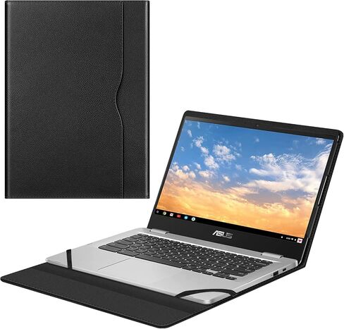 Fintie Sleeve Case for 14" ASUS Chromebook C423NA / Acer Swift 3 14 SF314-55 55G SF314-56 / Acer Chromebook Spin 514 CP514-1H - Premium PU Leather Portfolio Book Cover, Black in Saudi Arabia