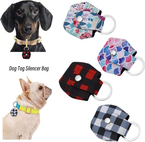 The Lord of the Tools 4PCS Dog Tag Silencer with Tag Ring Submersible Cotton Fabric Dog ID Tag Holder Pouches Pet Nameplate Bag Protector for Dogs Cats Pets 6x5.7cm in Saudi Arabia