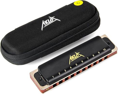 بلوز هارمونيكا، مجموعة هارمونيكا AKLOT ذات 10 فتحات للأطفال والكبار مفتاح A B C D E F G 7 درجات مع حافظة صلبة سوداء in Kuwait