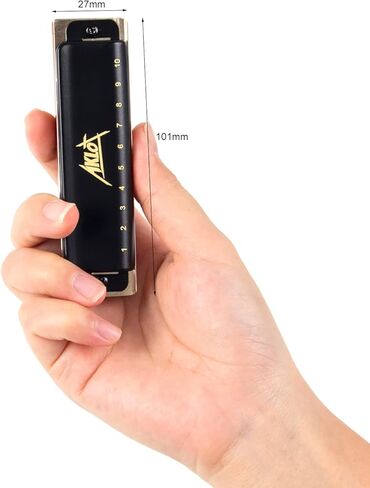 بلوز هارمونيكا، مجموعة هارمونيكا AKLOT ذات 10 فتحات للأطفال والكبار مفتاح A B C D E F G 7 درجات مع حافظة صلبة سوداء in Kuwait