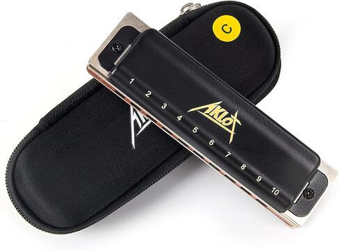 بلوز هارمونيكا، مجموعة هارمونيكا AKLOT ذات 10 فتحات للأطفال والكبار مفتاح A B C D E F G 7 درجات مع حافظة صلبة سوداء in Kuwait