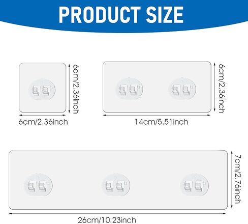 6 Pcs Shower Adhesive Hooks Shower Caddy Adhesive Replacement, Transparent Strong Hook Strip Waterproof No Drilling Organizer for Soap Holder, Kitchen Racks (2 single + 2 double + 2 claws) in Saudi Arabia