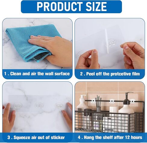 6 Pcs Shower Adhesive Hooks Shower Caddy Adhesive Replacement, Transparent Strong Hook Strip Waterproof No Drilling Organizer for Soap Holder, Kitchen Racks (2 single + 2 double + 2 claws) in Saudi Arabia