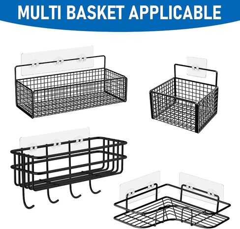 6 Pcs Shower Adhesive Hooks Shower Caddy Adhesive Replacement, Transparent Strong Hook Strip Waterproof No Drilling Organizer for Soap Holder, Kitchen Racks (2 single + 2 double + 2 claws) in Saudi Arabia