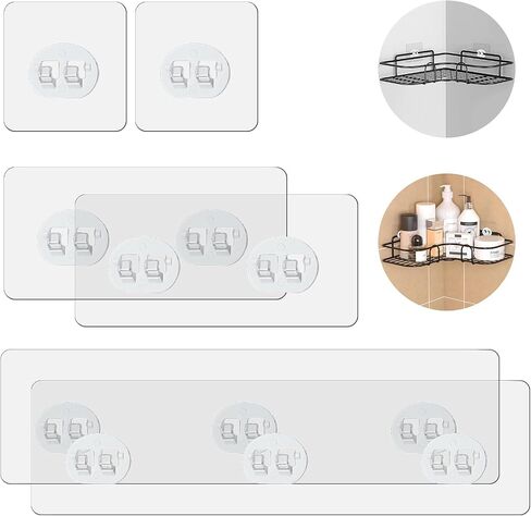 6 Pcs Shower Adhesive Hooks Shower Caddy Adhesive Replacement, Transparent Strong Hook Strip Waterproof No Drilling Organizer for Soap Holder, Kitchen Racks (2 single + 2 double + 2 claws) in Saudi Arabia