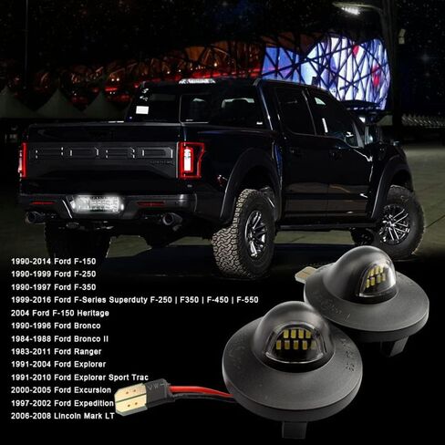 2 قطعة DC12V 6500K أبيض مقاوم للماء LED لوحة ترخيص ضوء مصباح مناسب لفورد F-150 F-250 F-350 F-450 F-550، مصباح لوحة ترخيص فائق السطوع in Kuwait