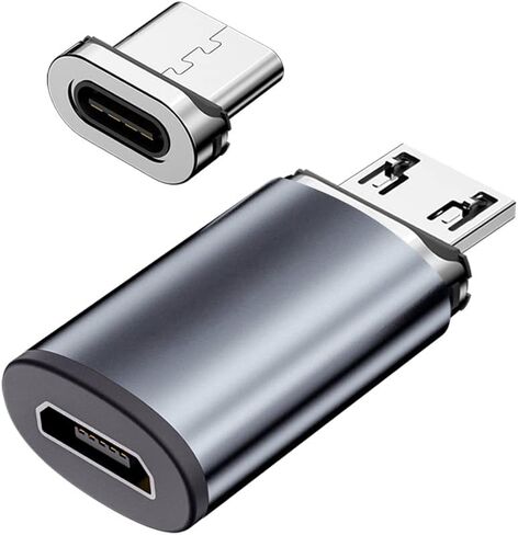ANMONE 2 في 1 Micro USB (أنثى) إلى Micro USB/USB C (ذكر) محول مغناطيسي شحن سريع OTG محول أطراف مغناطيسية موصل لأجهزة Android الذكية والكمبيوتر اللوحي وماوس لاسلكي وسماعة أذن كابل الشاحن in Saudi Arabia