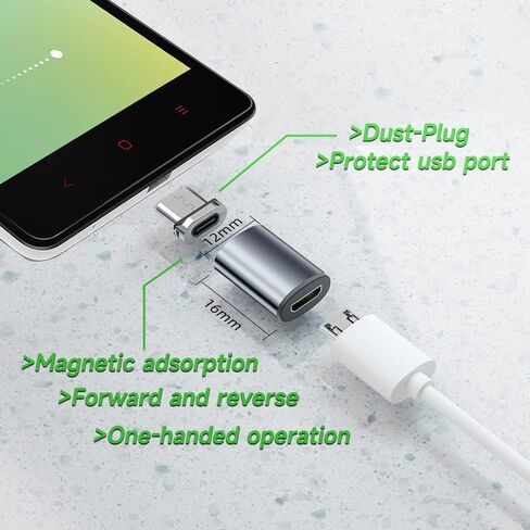 ANMONE 2 في 1 Micro USB (أنثى) إلى Micro USB/USB C (ذكر) محول مغناطيسي شحن سريع OTG محول أطراف مغناطيسية موصل لأجهزة Android الذكية والكمبيوتر اللوحي وماوس لاسلكي وسماعة أذن كابل الشاحن in Saudi Arabia