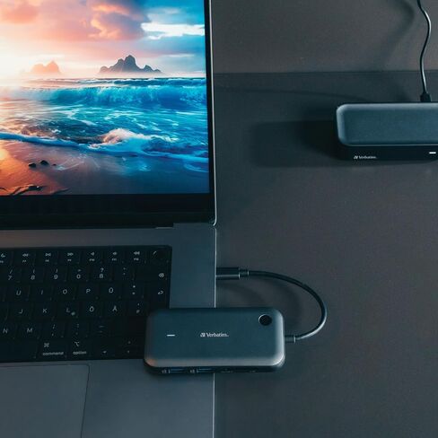 Verbatim Share My Screen Video Extender 1080p USB-C جهاز إرسال واستقبال HDMI لاسلكي محول عرض مع محور USB وقارئ بطاقات in Saudi Arabia