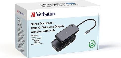 Verbatim Share My Screen Video Extender 1080p USB-C جهاز إرسال واستقبال HDMI لاسلكي محول عرض مع محور USB وقارئ بطاقات in Saudi Arabia