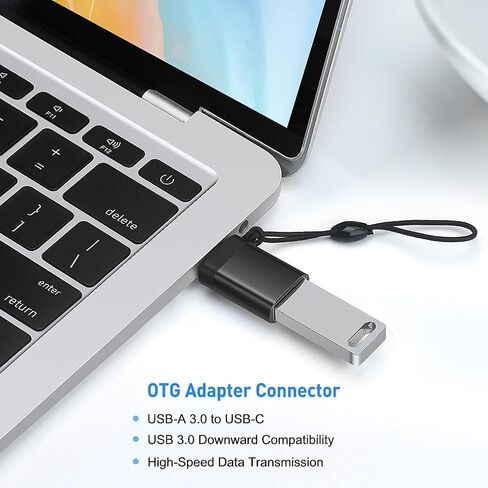 محول USB C إلى USB 3.0 مع حبل (عبوة من قطعتين)، محول USB C إلى USB A أنثى محول OTG USB من النوع C متوافق مع MacBook وSamsung Galaxy والمزيد، أسود in Kuwait