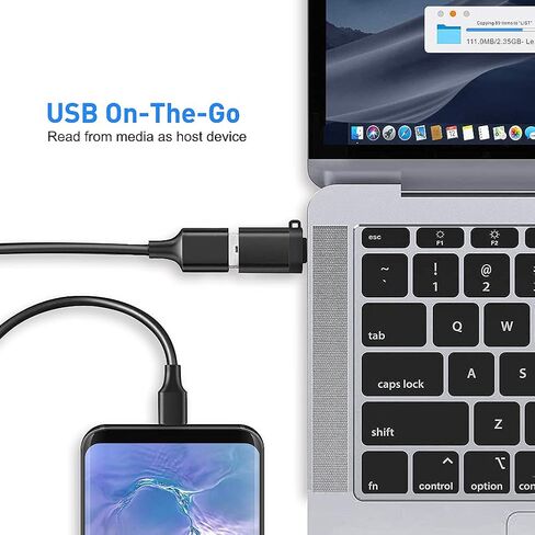 محول USB C إلى USB 3.0 مع حبل (عبوة من قطعتين)، محول USB C إلى USB A أنثى محول OTG USB من النوع C متوافق مع MacBook وSamsung Galaxy والمزيد، أسود in Kuwait