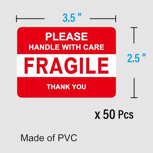 Fragile Stickers, Vinyl Laminated, for Shipping Packing, Weather Resistant UV Protected, Removable, 50 Labels (2.5x3.5 inch) in Saudi Arabia