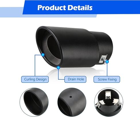 1 PC Car Exhaust Muffler, 2.48" Inlet 3.3" Outlet Exhaust Muffler Flue Muffler,Stainless Steel Exhaust Tip for Fitment on Most Cars, Sedans, and Trucks (Black #Bending) in Saudi Arabia
