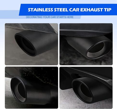 1 PC Car Exhaust Muffler, 2.48" Inlet 3.3" Outlet Exhaust Muffler Flue Muffler,Stainless Steel Exhaust Tip for Fitment on Most Cars, Sedans, and Trucks (Black #Bending) in Saudi Arabia